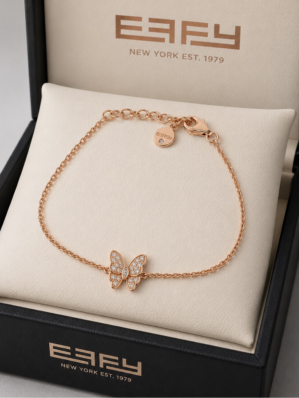 Effy 925 Gold Plated silver Diamond Butterfly 7" bracelet/NEW/Gift